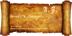 Novák Zakeus névjegykártya